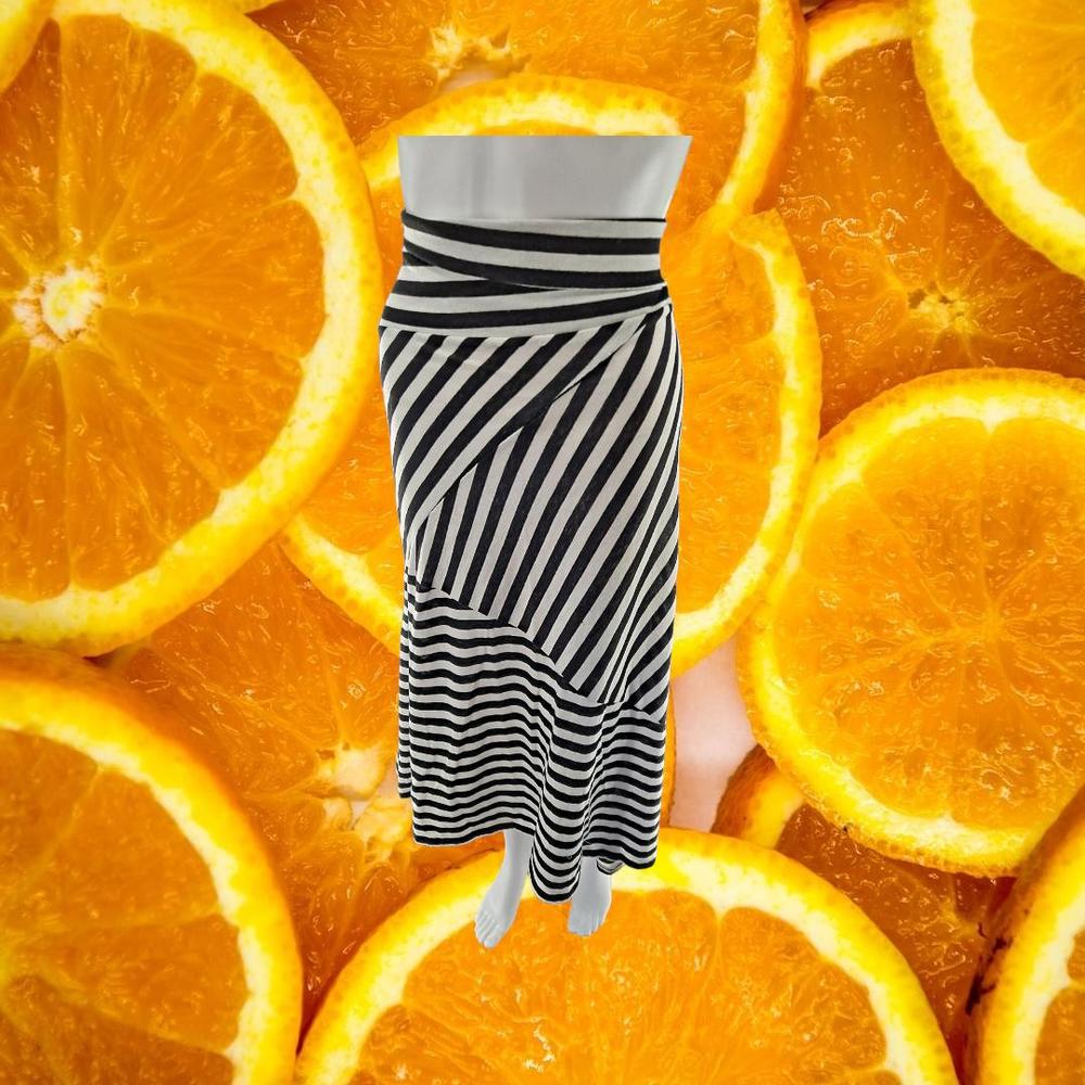Body Central Black and‎ White Striped Long Skirt Size XL